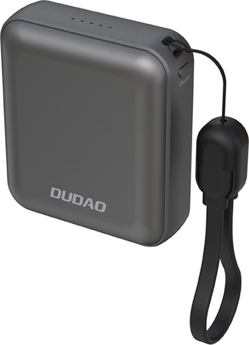 Dudao K22+ Ultrakompaktní powerbanka 10000mAh 22,5W USB-C s poutkem/kabelem - šedá