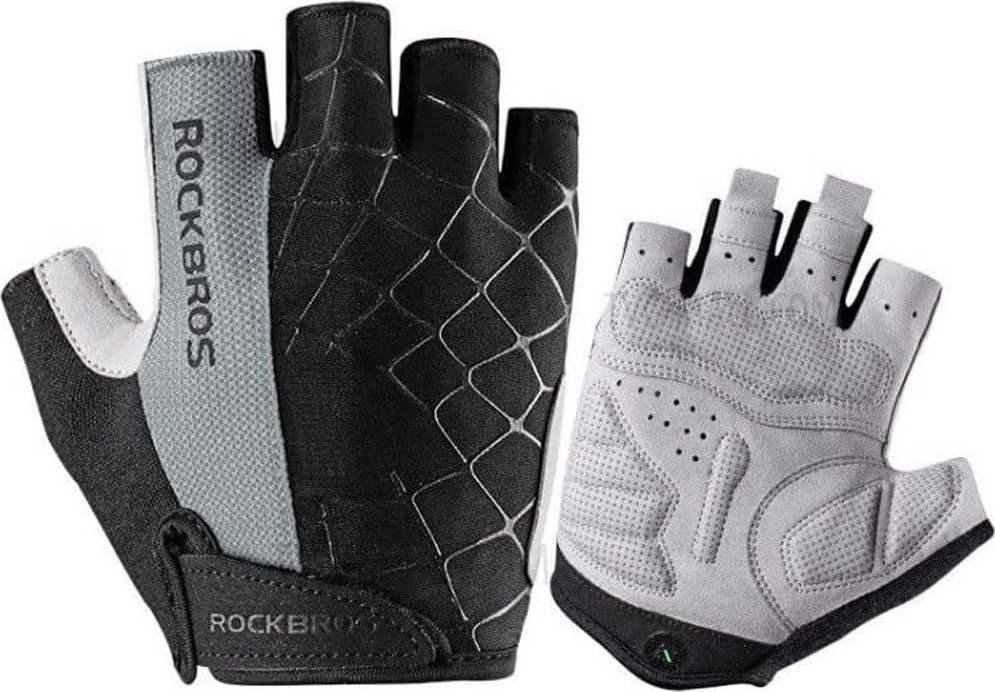 Cyklistické rukavice Rockbros S109GR, velikost M - šedé
