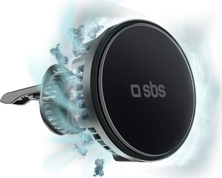 Držák smartphonu s indukční nabíječkou SBS TESUPFANWIR15W 15W do větrací clony, s chlazením - černý