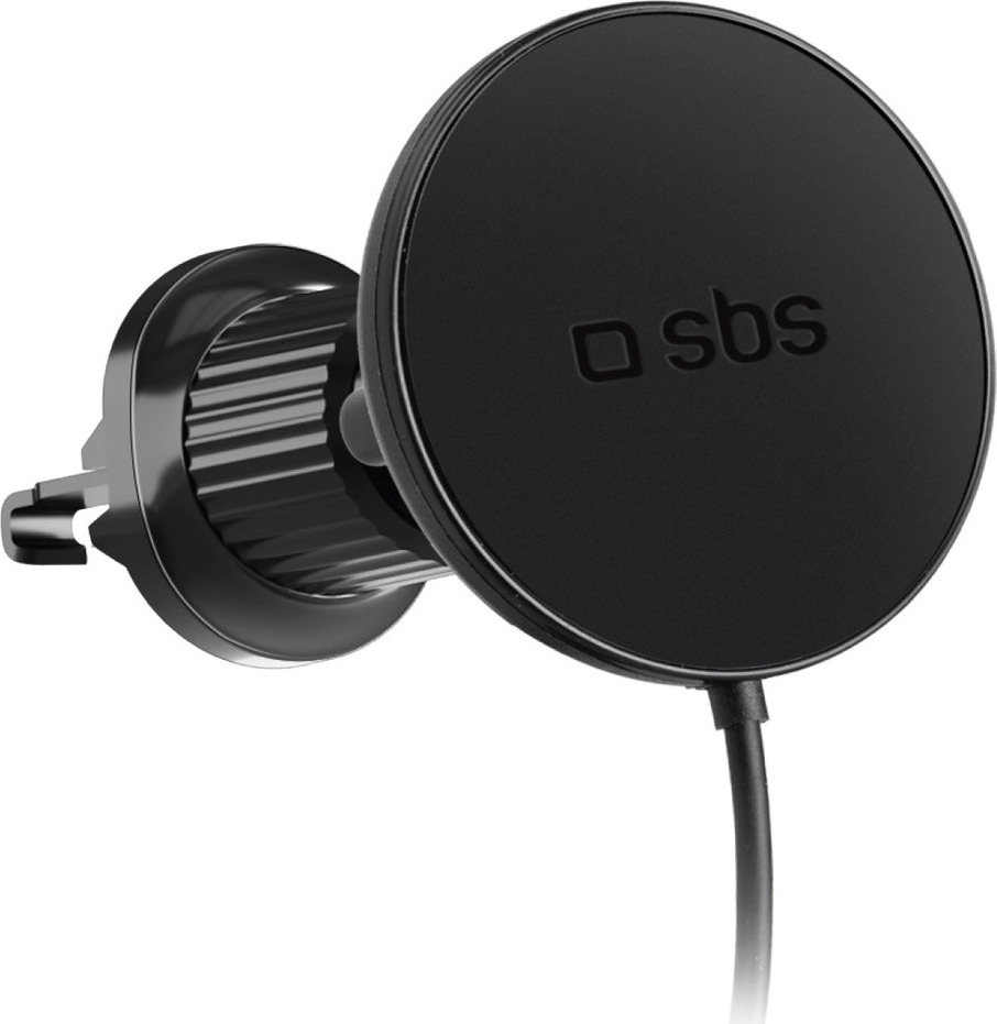 Magnetický držák na smartphone do větrání do auta s bezdrátovou nabíječkou SBS TESUPPMAG15WVENT kompatibilní s MagSafe - černý