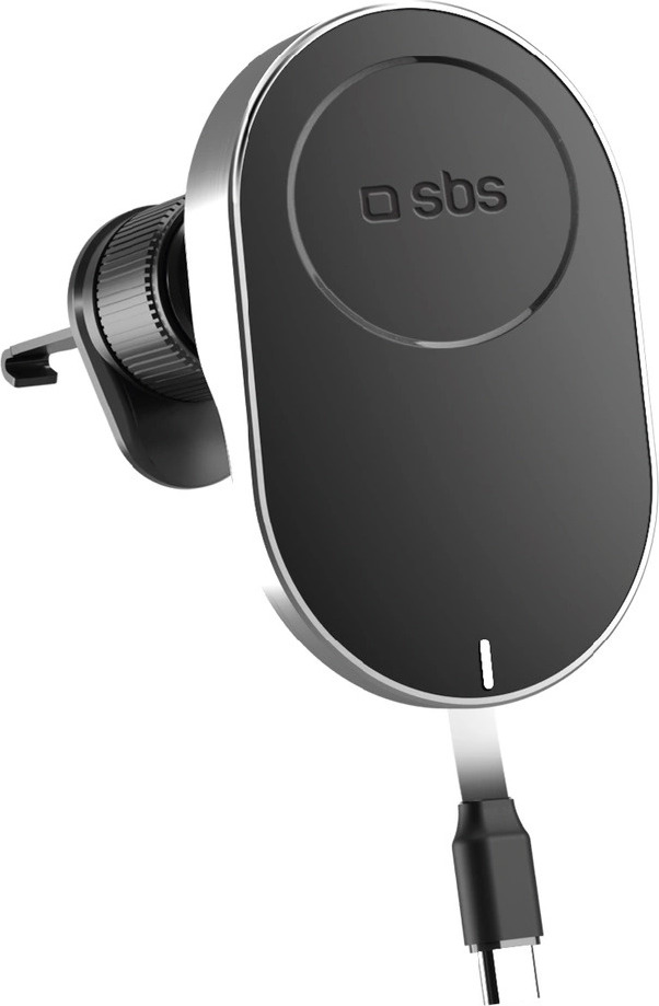 SBS TESUPP15WRETRACABL Bezdrátová nabíječka a držák smartphonu s výsuvným kabelem kompatibilní s MagSafe - černá