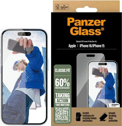 PanzerGlass Screen Protector iPhone 15 / 16 6.1" Classic Fit 2873