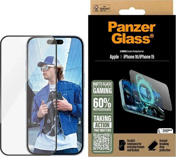 PanzerGlass Gaming Screen Protector matné sklo iPhone 15 / 16 6.1