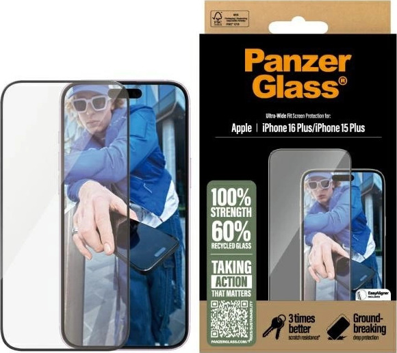 PanzerGlass Screen Protector iPhone 16 Plus 6.7" Ultra-Wide Fit 2863