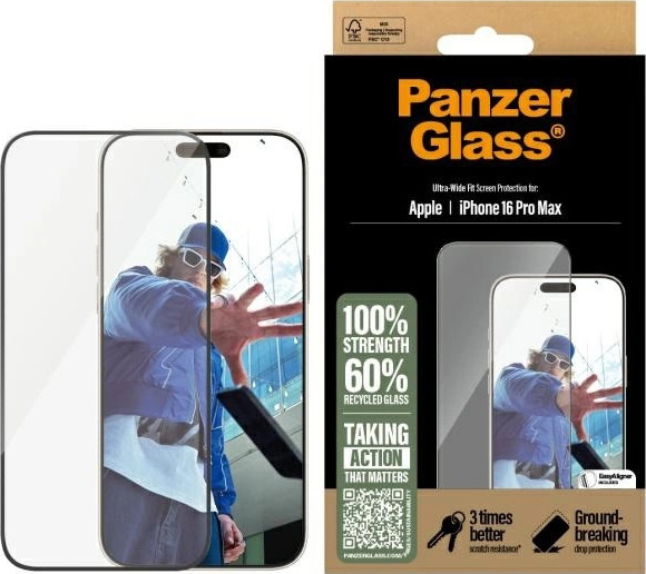 PanzerGlass Screen Protector iPhone 16 Pro Max 6.9" Ultra-Wide Fit 2864