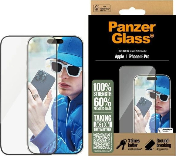 PanzerGlass Screen Protector iPhone 16 Pro 6.3" Ultra-Wide Fit 2862
