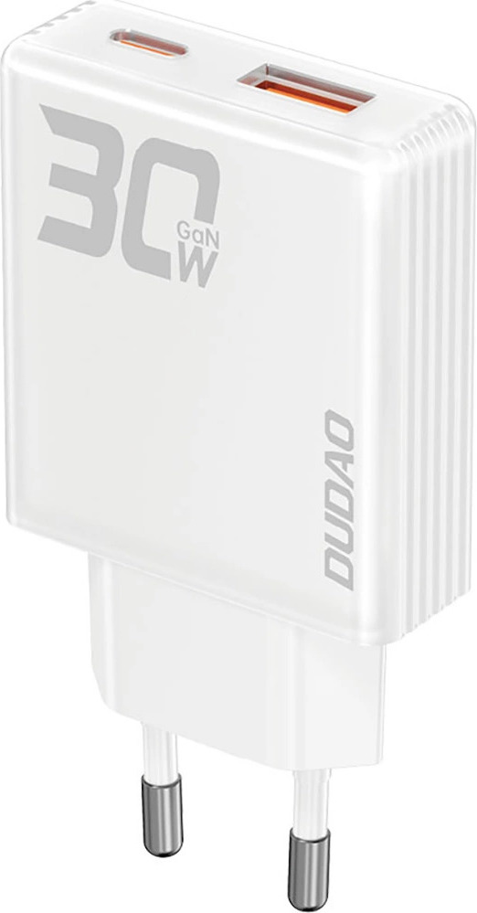 GaN Dudao A30EU 30W USB-A / USB-C nabíječka do zásuvky - bílá