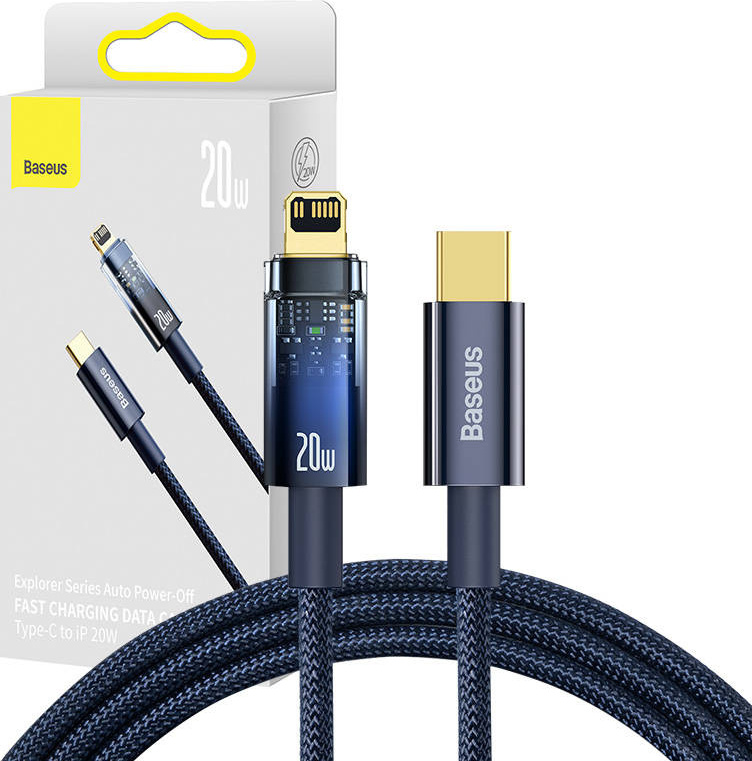 Baseus Explorer, kabel USB-C na Lightning, 20 W, 1 m (modrý)