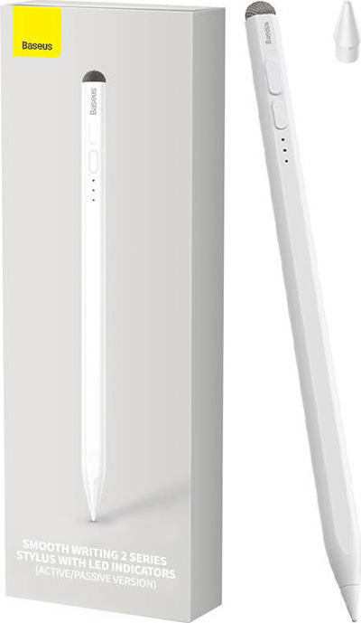 Stylus pro hladké psaní s LED indikátory (aktivní + pasivní), bílý