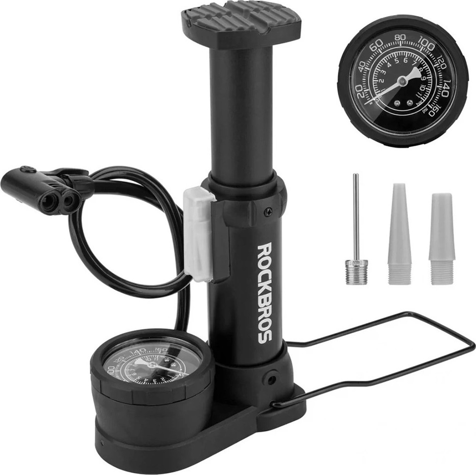 Rockbros 42610002001 podlahová pumpa na kolo s manometrem - černá