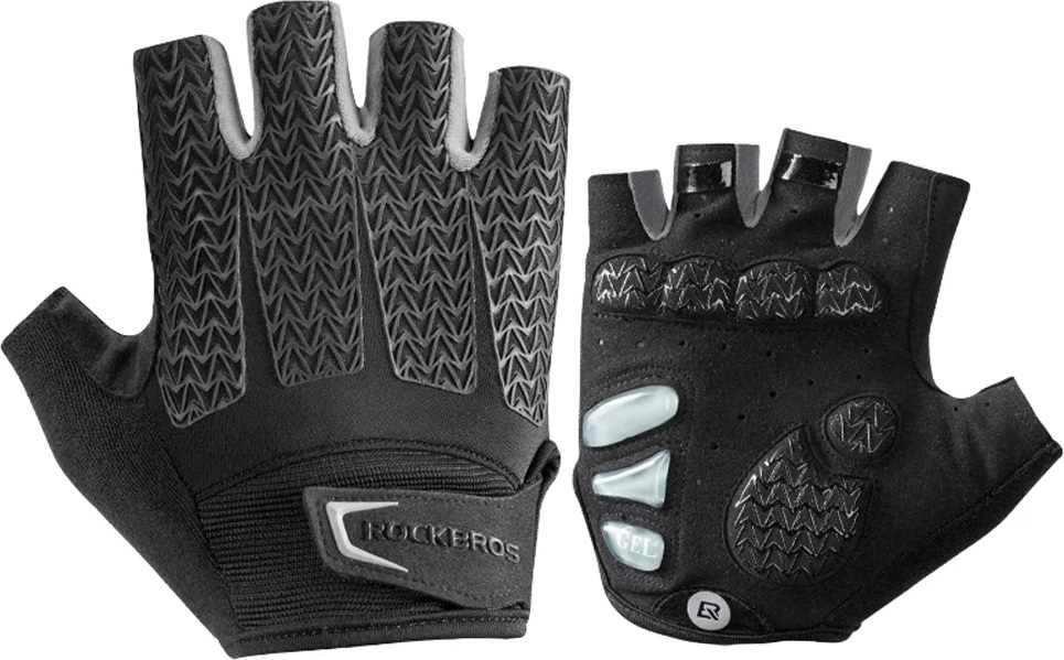 Cyklistické rukavice Rockbros S169BGR L s gelovými vložkami - šedé