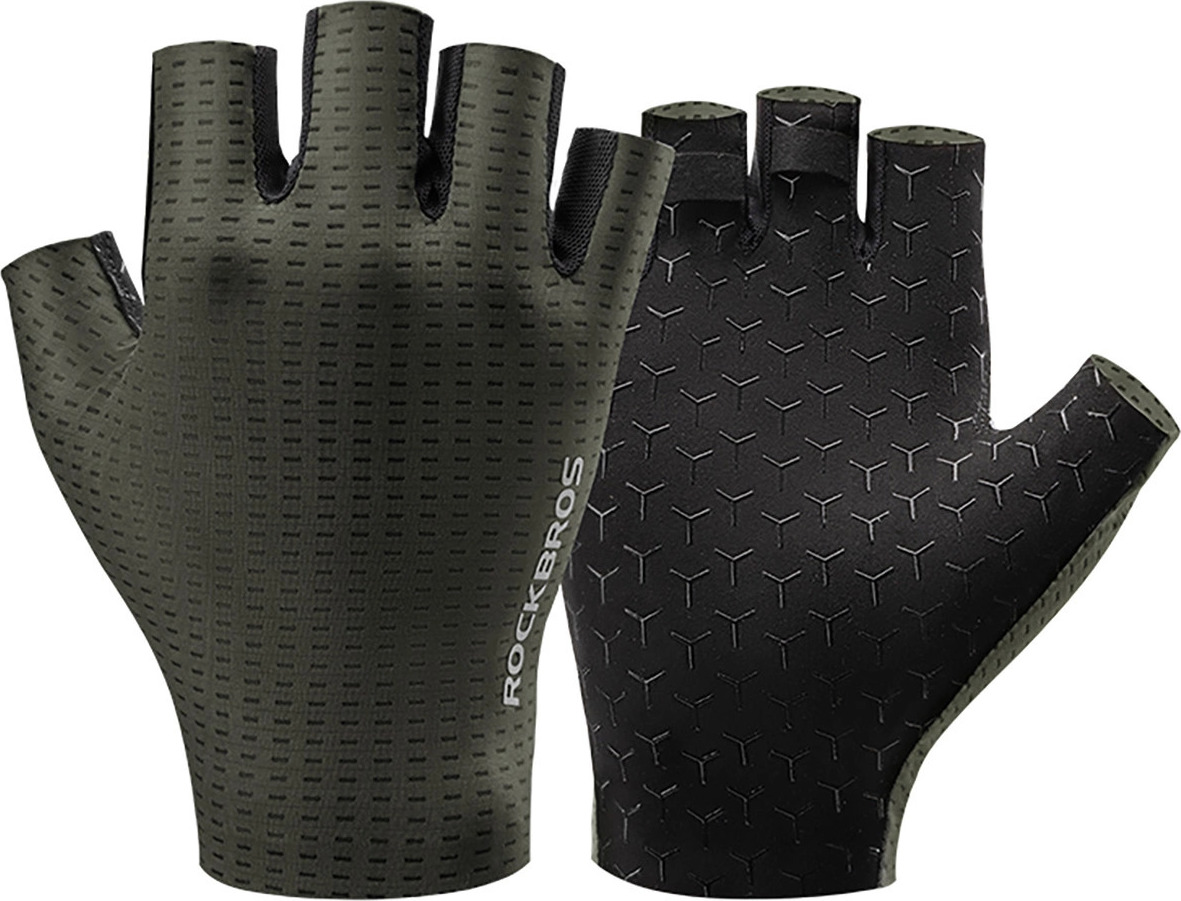 Prodyšné cyklistické rukavice Rockbros s krátkými prsty Velikost: XL - Zelené