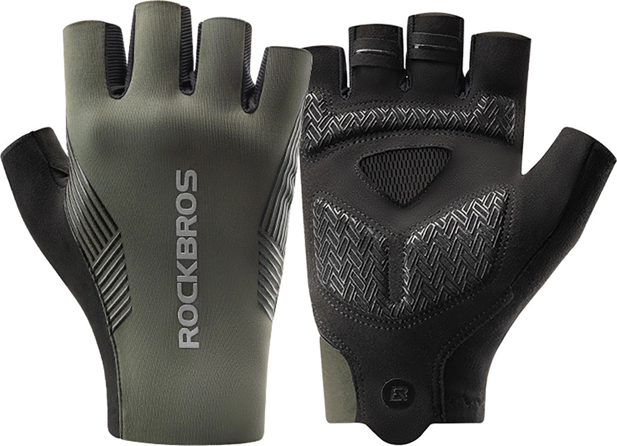 Cyklistické rukavice Rockbros jaro/léto/podzim, krátké prsty, velikost: XL - zelené