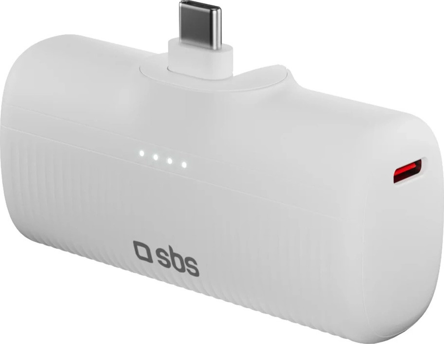 Powerbanka SBS EcoPower 5000 mAh 10W s vestavěným portem USB-C - bílá
