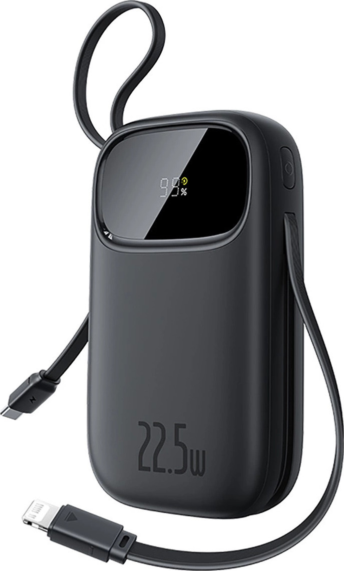 Powerbanka Baseus EnerFill FC31 20000mAh 22,5W s digitálním displejem a 2 vestavěnými kabely (USB-C + Lightning) - černá
