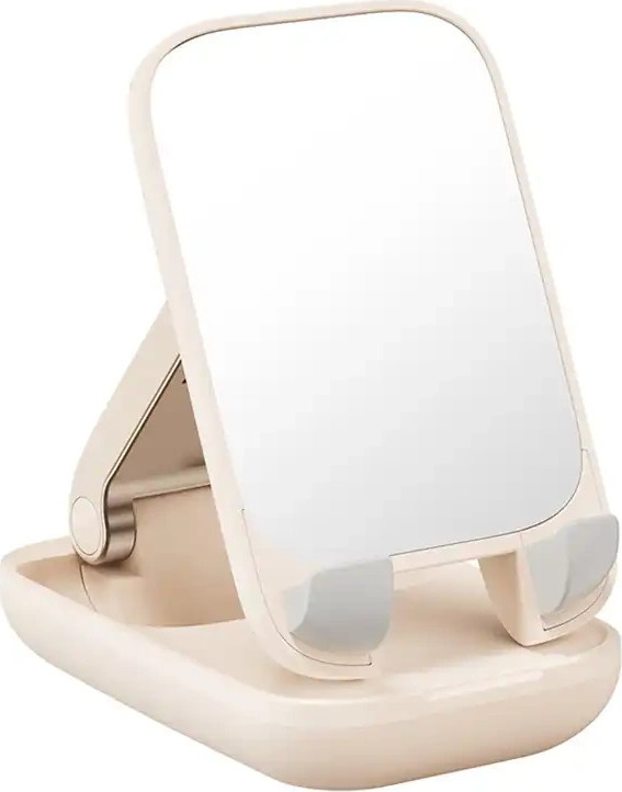 Nastavitelný stojan na telefon se zrcátkem Baseus Seashell Series - béžový