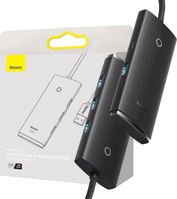 Rozbočovač 4w1 Baseus Lite Series USB do 4x USB 3.0 2m (černý)