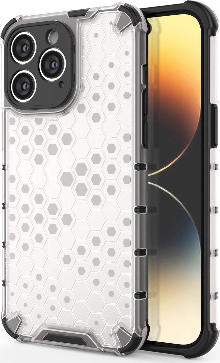 Průhledný obrněný hybridní kryt Honeycomb pro iPhone 14 Pro Max