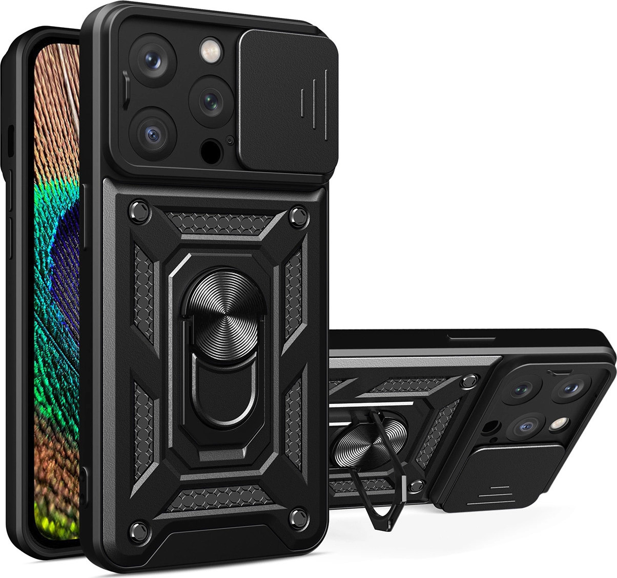 Hybrid Armor Camshield kryt pro iPhone 14 Pro Max s krytem kamery, černý