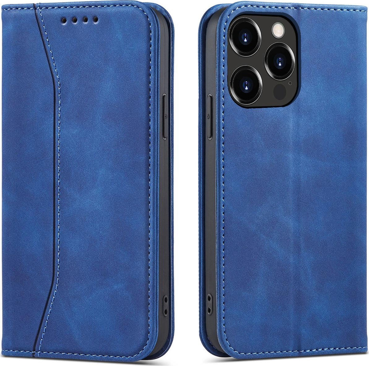 Pouzdro Magnet Fancy Case pro iPhone 14 Pro Max s výklopným stojánkem, modré