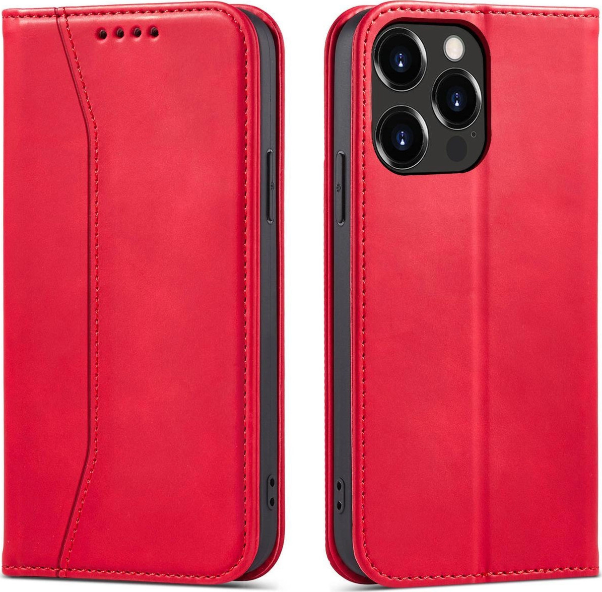 Pouzdro Magnet Fancy Case pro iPhone 14 Pro Max s výklopným krytem a stojánkem, červené