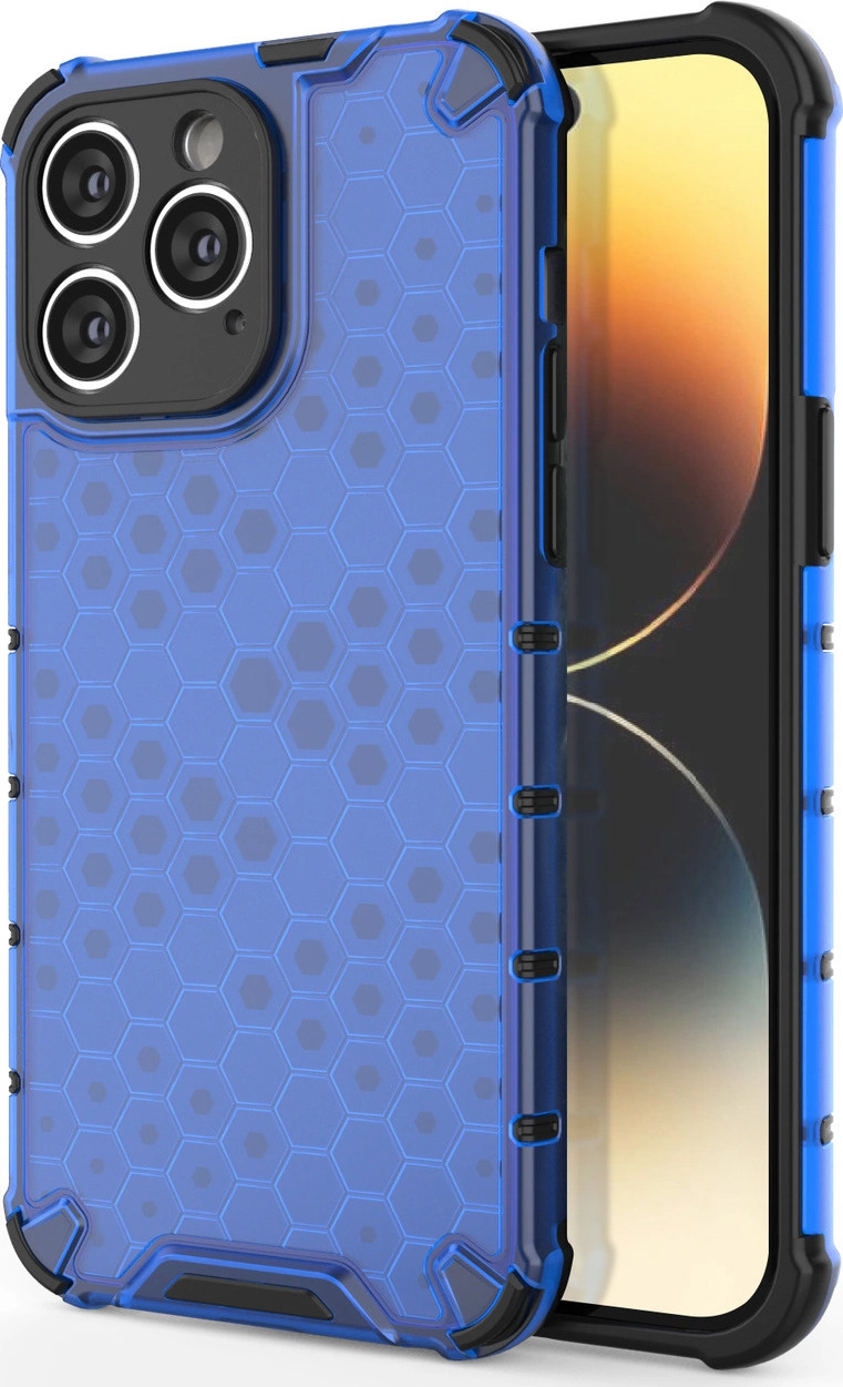 Kryt Honeycomb pro iPhone 14 Pro Max, hybridní, modrý