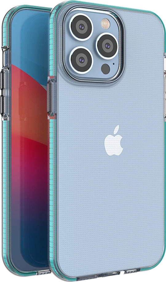 Silikonový Spring kryt pro iPhone 14 Pro Max s rámečkem světle modrý