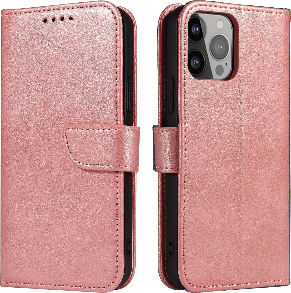 Peněženka se stojánkem pro iPhone 15 Pro s magnetem - růžová