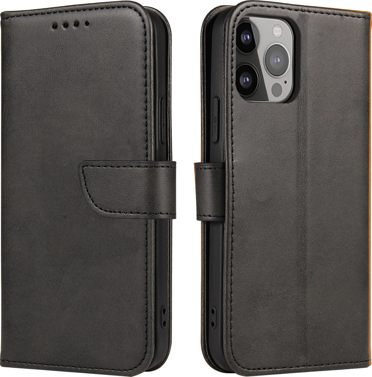 Peněženka se stojánkem pro iPhone 15 Pro Magnetické pouzdro - černé