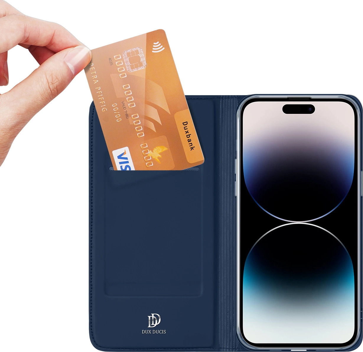 Pouzdro peněženka Dux Ducis Skin Pro pro iPhone 15 Pro - modré