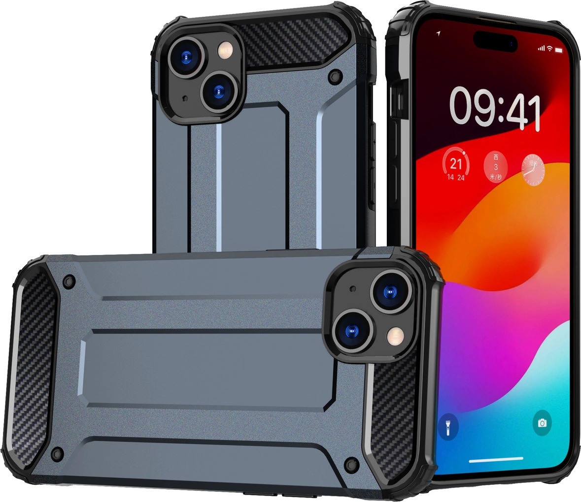 Hybridní Armor kryt na iPhone 15 - modrý