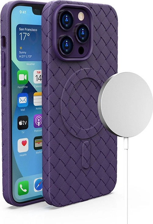 Woven kryt MagSafe pro iPhone 15 - fialový