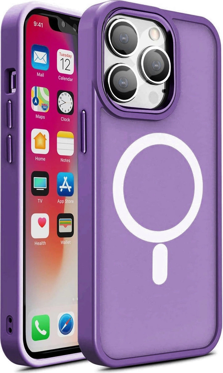 Magnetický barevný matný kryt pro iPhone 15 - fialový