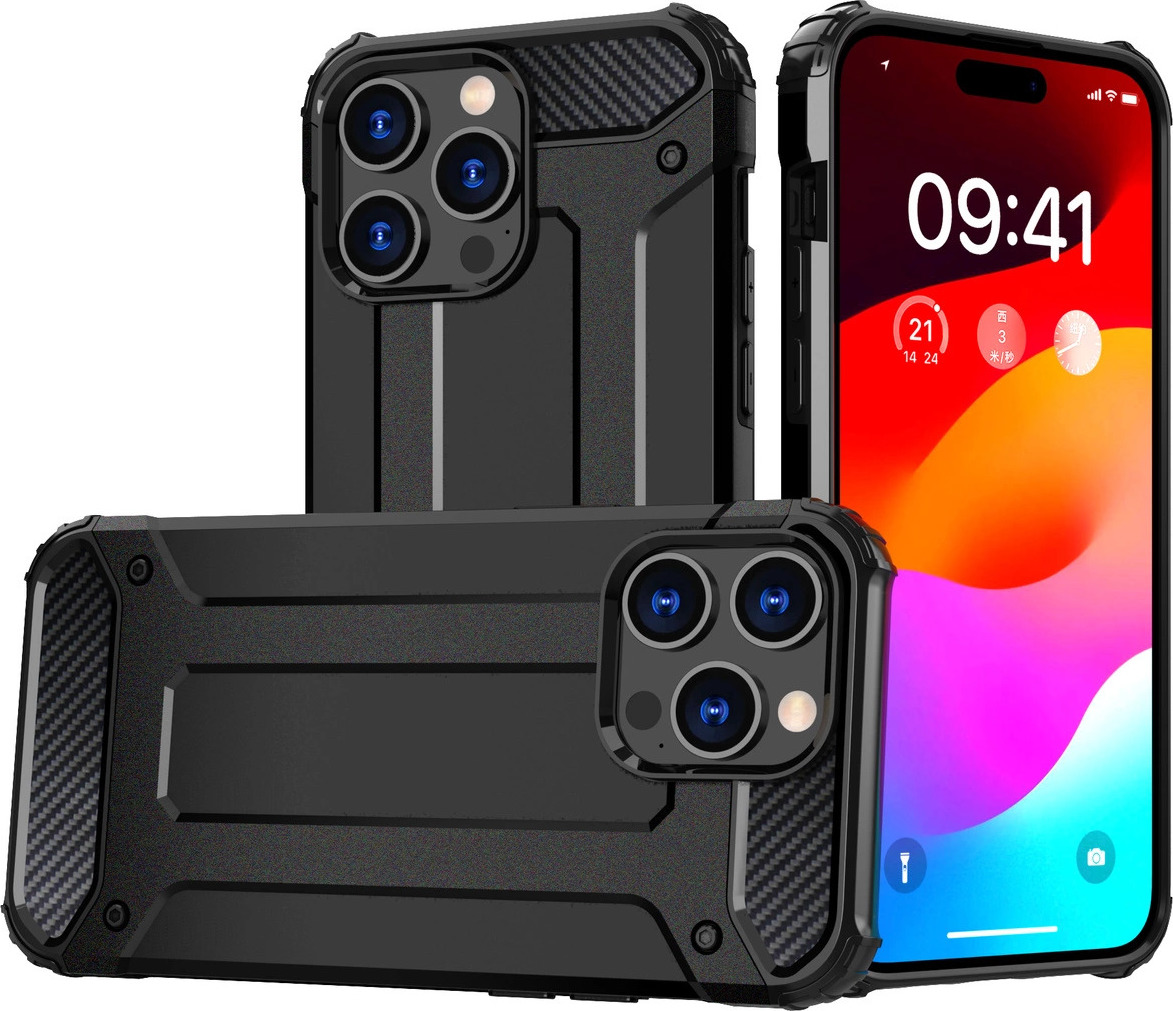 Hybridní Armor kryt na iPhone 15 Pro - černý