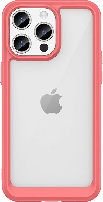 Zesílený kryt s flexibilním rámem pro iPhone 15 Pro Outer Space - červený