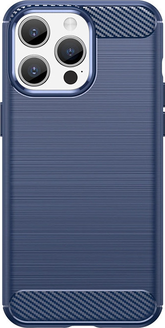 Flexibilní kryt s karbonovým vzorem pro iPhone 15 Pro - modrý
