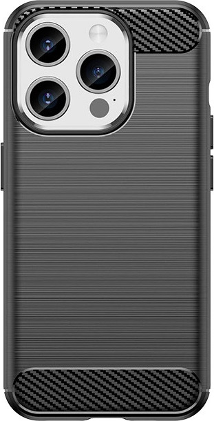 Flexibilní kryt s karbonovým vzorem pro iPhone 15 Pro - černý