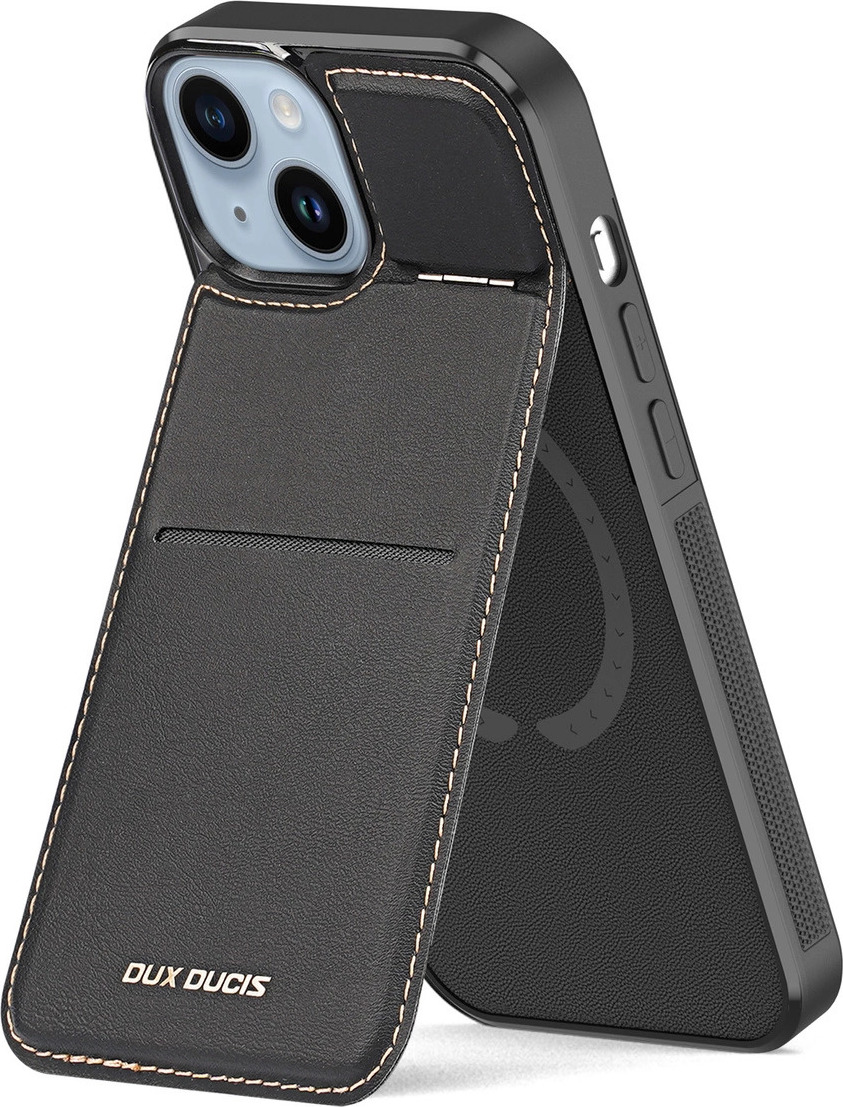 Peněženka 3v1 se stojánkem pro iPhone 15 Plus MagSafe RFID blokátor Dux Ducis Rafi Mag - černá