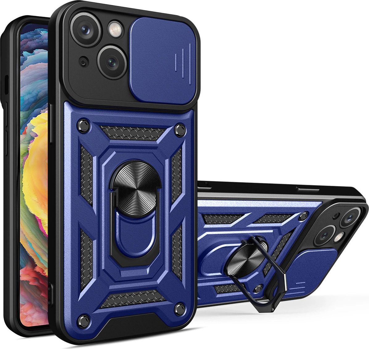 Hybrid Armor Camshield kryt pro iPhone 14 Plus, obrněné pouzdro s krytem kamery modré