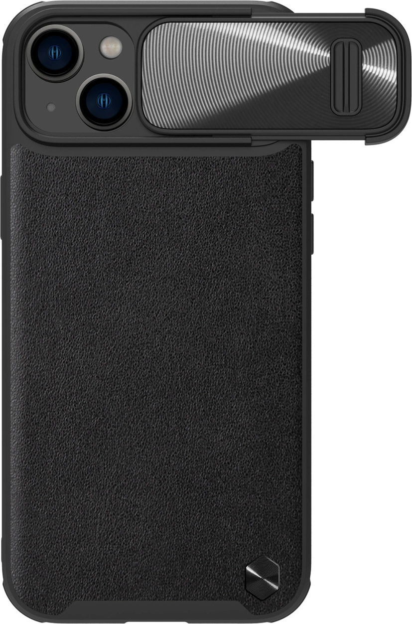 Kožený kryt Nillkin CamShield S Case pro iPhone 14 Plus s krytem fotoaparátu, černý
