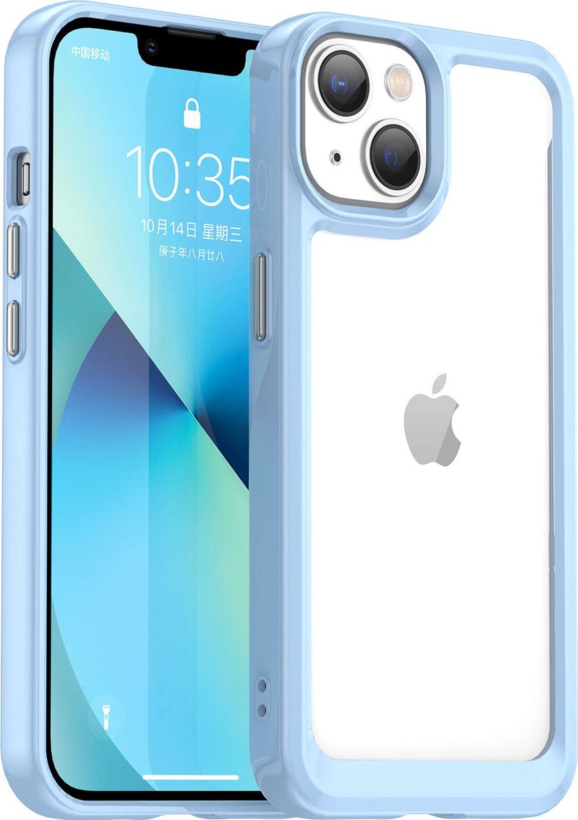 Pevný kryt Outer Space pro iPhone 14 Plus s gelovým rámečkem modrý