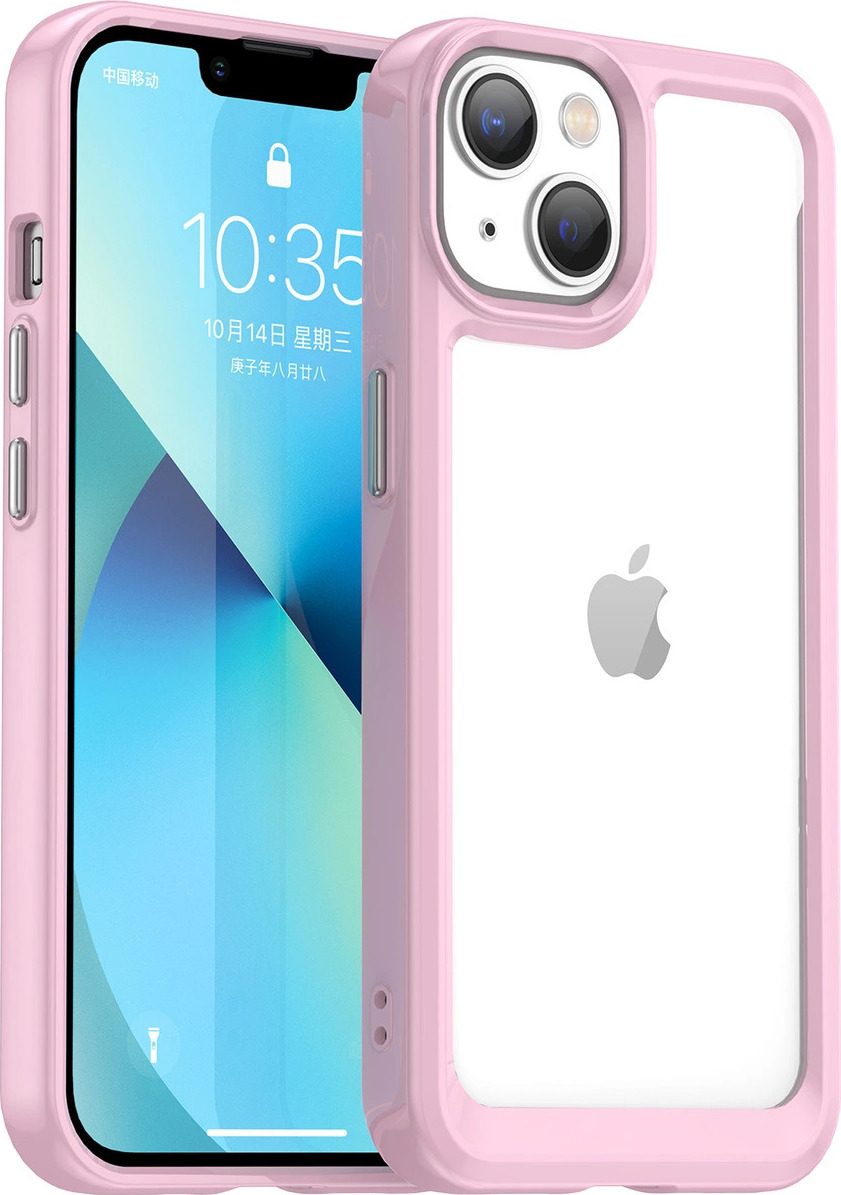 Pevný kryt Outer Space pro iPhone 14 Plus s gelovým rámečkem růžový