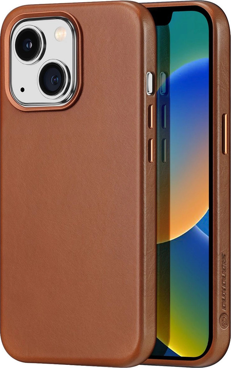 Pouzdro Dux Ducis Naples pro iPhone 14 Plus magnetické kožené pouzdro MagSafe hnědé