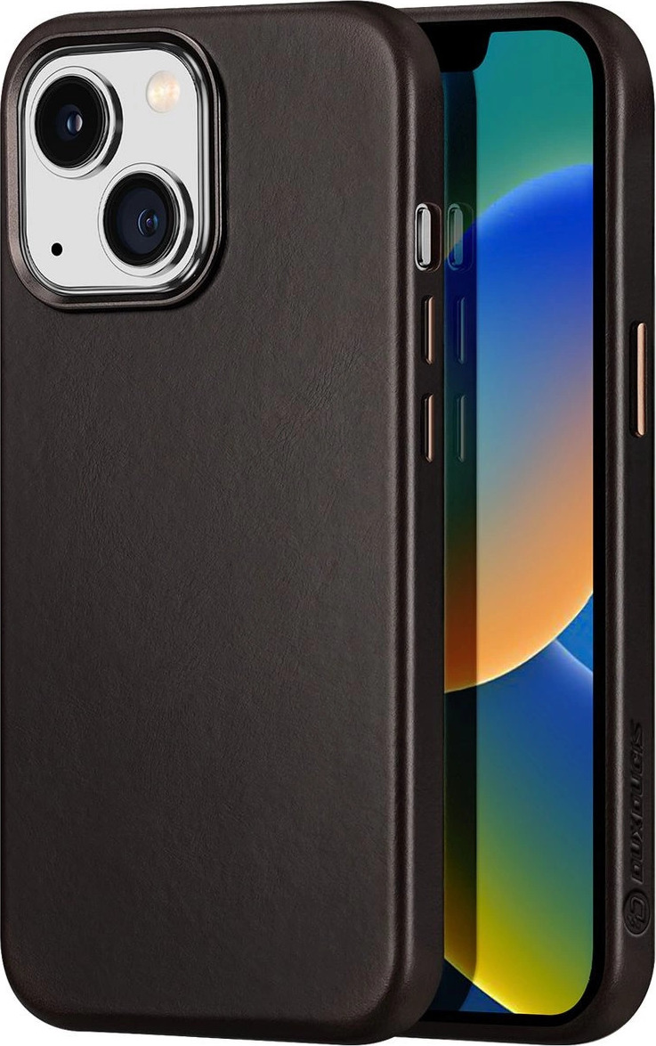 Kožený kryt Dux Ducis Naples pro iPhone 14 Plus (kompatibilní s MagSafe) tmavě hnědý