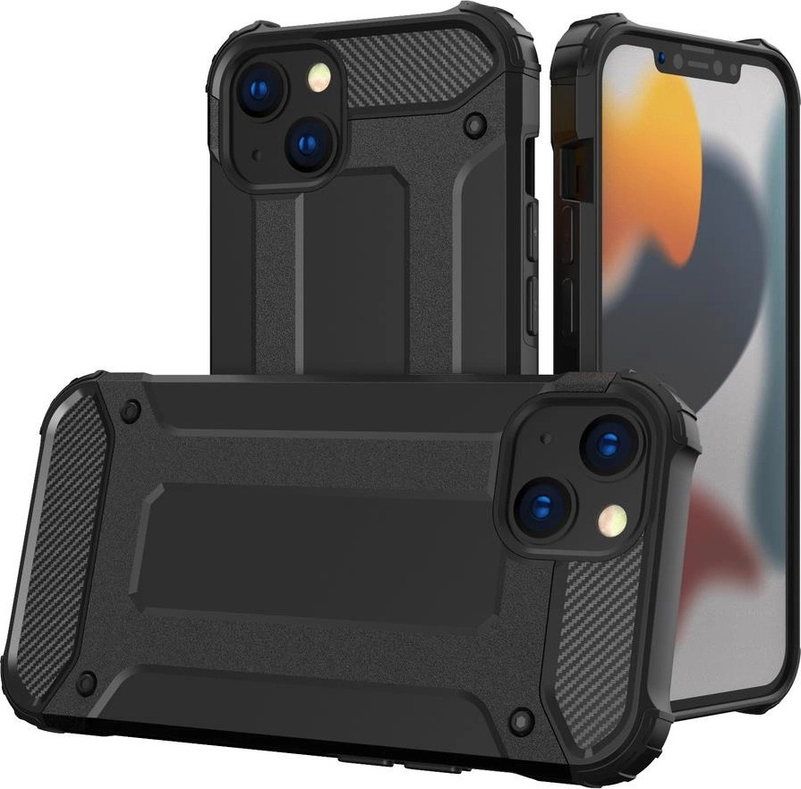 Hybridní Armor kryt na iPhone 14 Plus, obrněný hybridní kryt, černý