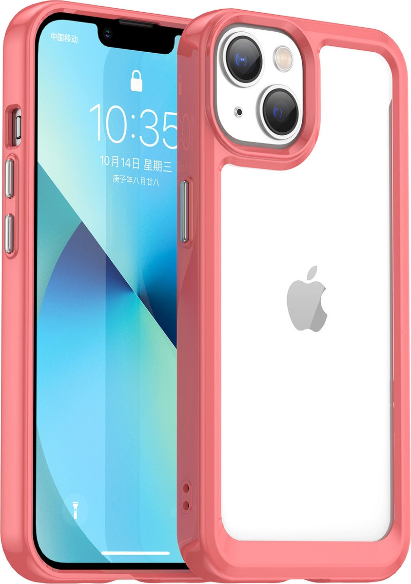 Pevný kryt Outer Space pro iPhone 14 s gelovým rámečkem červený