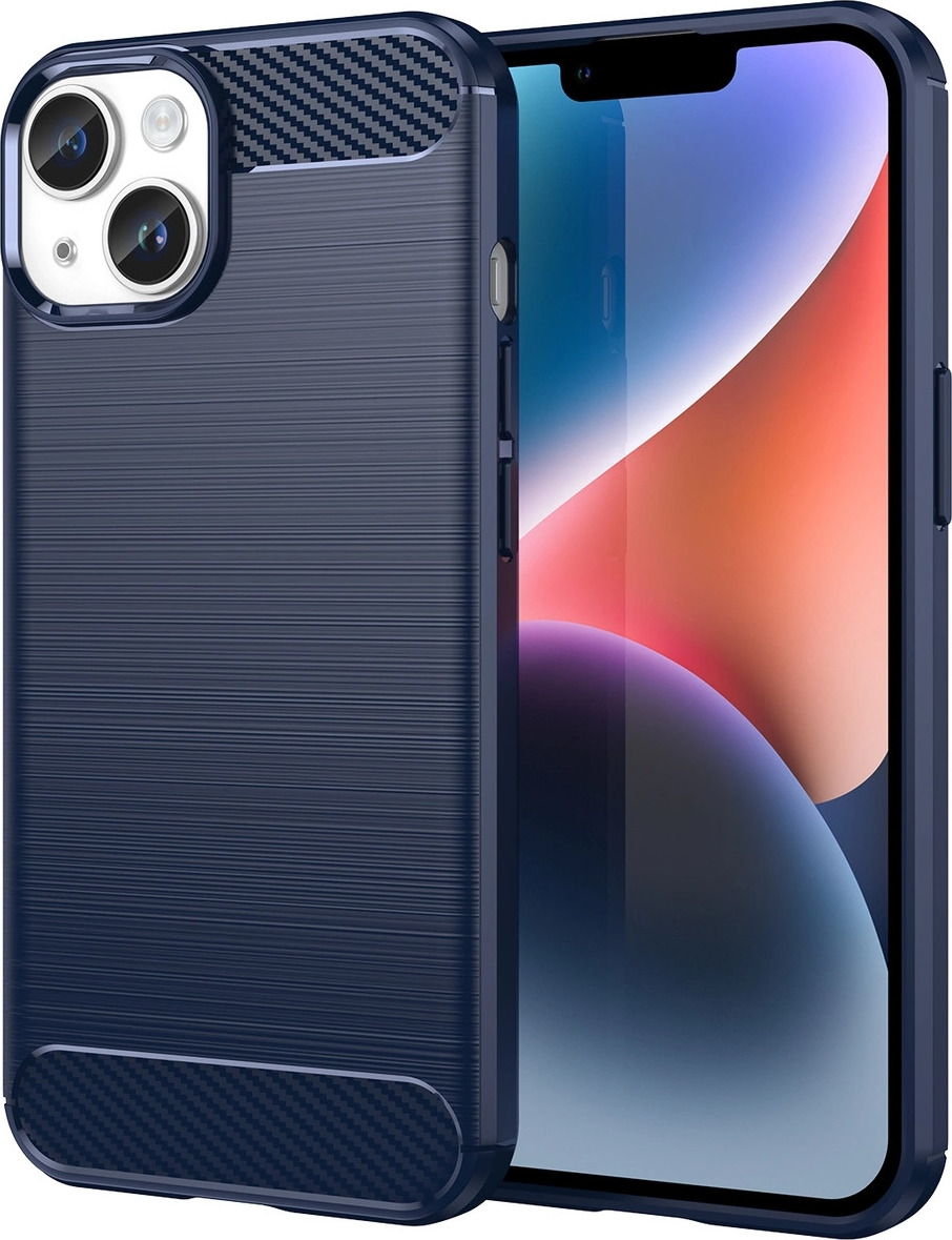Carbon Case iPhone 14 kryt s flexibilním gelovým zadním krytem modrý