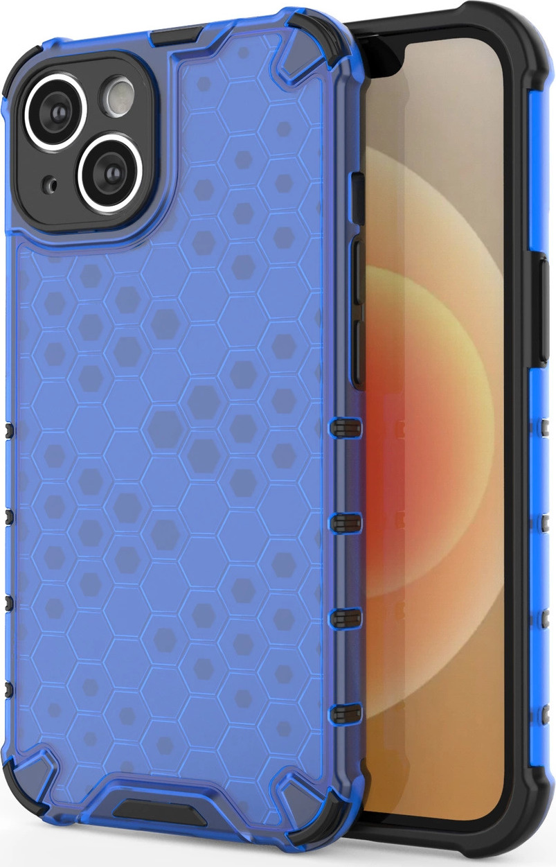 Hybridní obal Honeycomb pro iPhone 14, modrý, s motivem voštiny