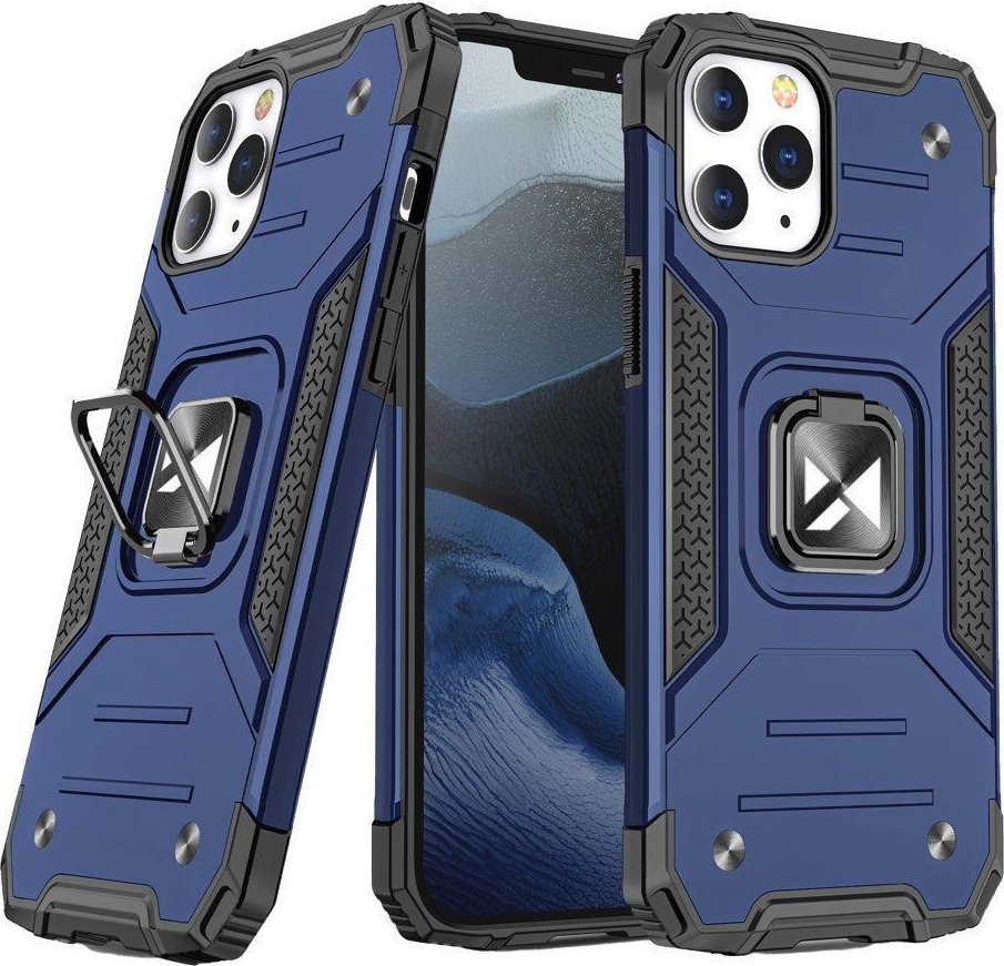 Pouzdro Wozinsky Ring Armor pro iPhone 14 Pro, magnetický držák, kroužek, modrý