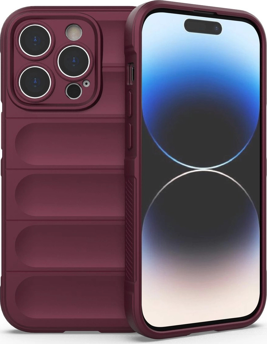 Pouzdro Magic Shield Case pro iPhone 14 Pro s elastickým obrněným krytem v barvě vínové